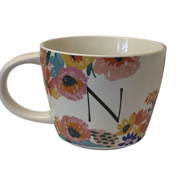 Opalhouse Floral White Monogram N Mug - Picture 1 of 8
